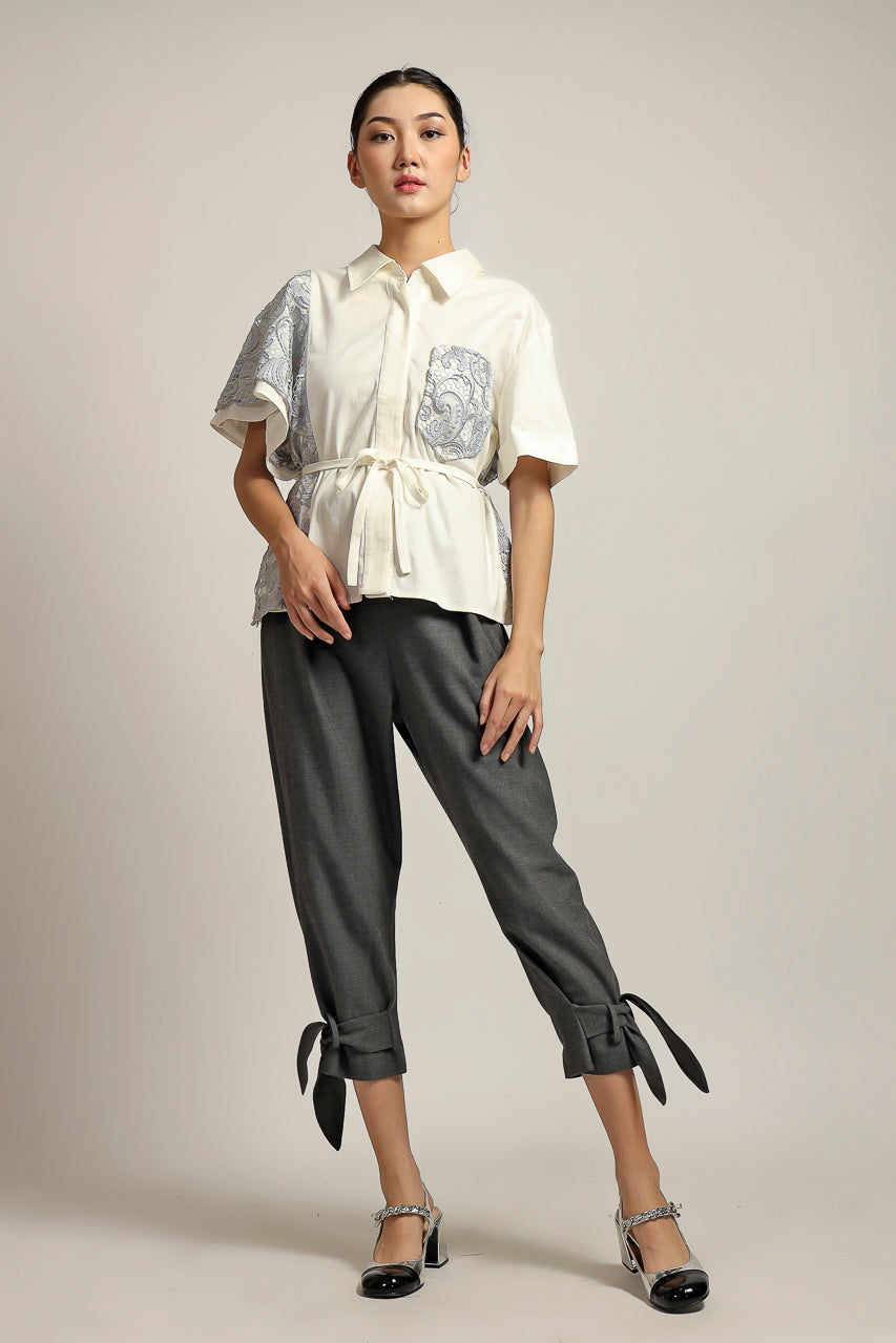 Bloom et Champs Kemeja Silver Brukat