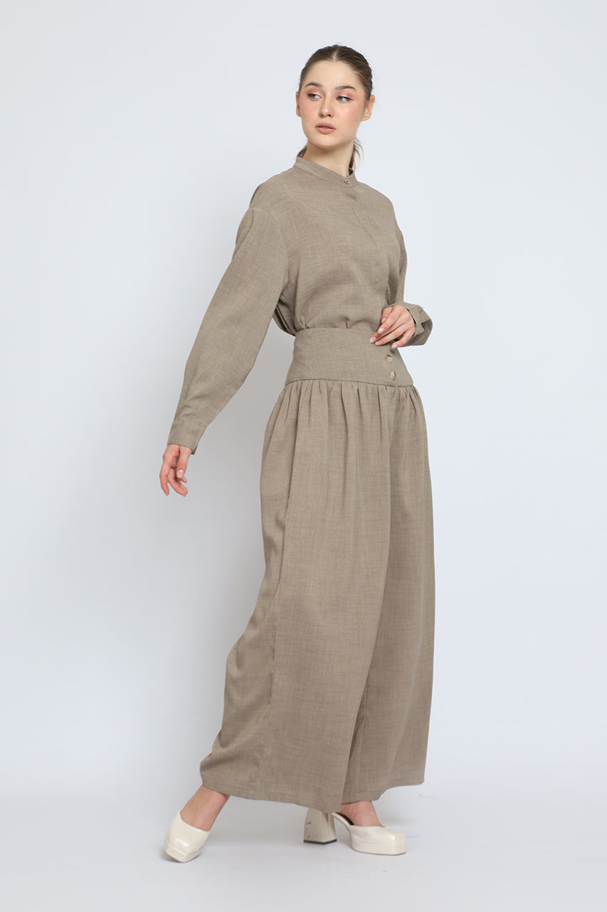 Bloom et Cotton Flowy Obi Shirt/ Hi waist Flowey Pants