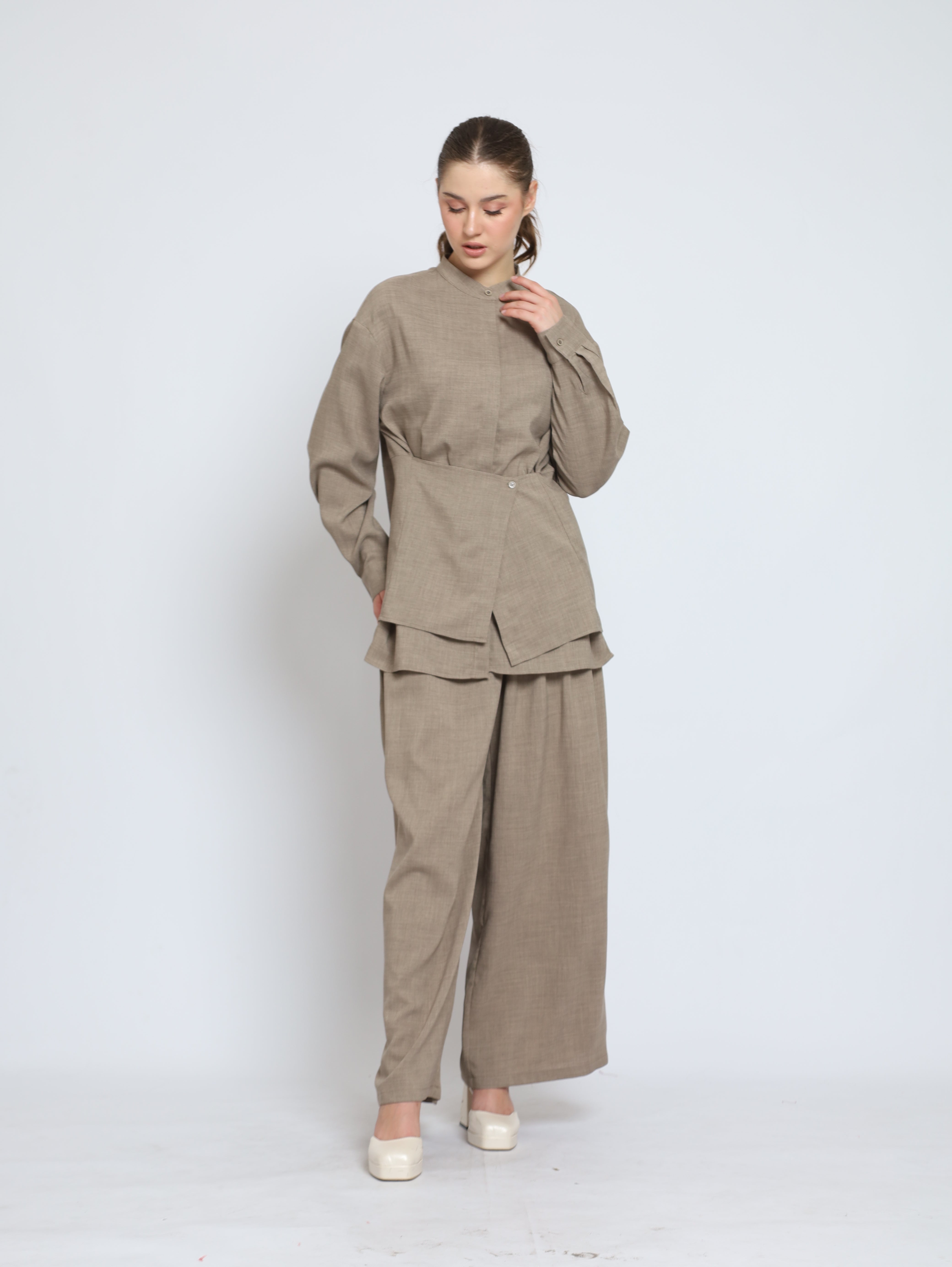 Bloom et Cotton Flowy Obi Shirt/ Hi waist Flowey Pants