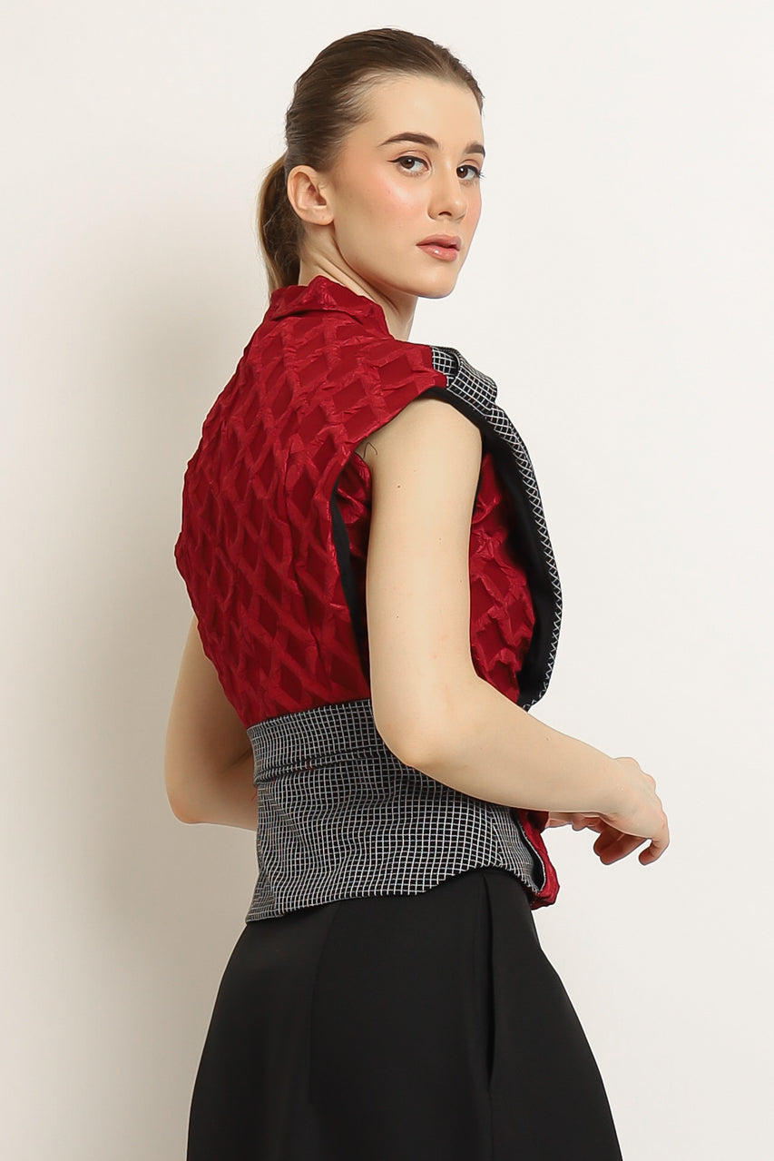 Bloom et Champs Set Top Embossed in Red