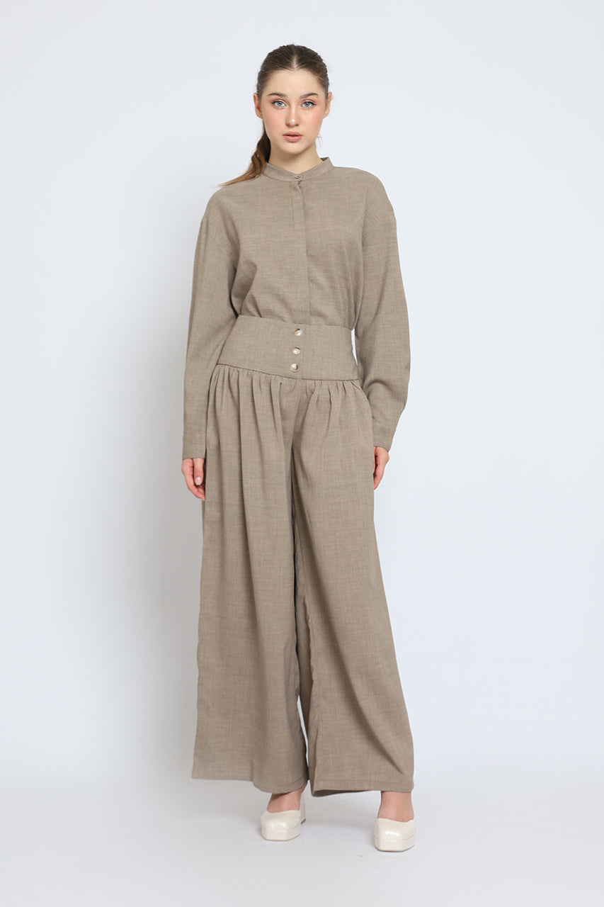 Bloom et Cotton Flowy Obi Shirt/ Hi waist Flowey Pants
