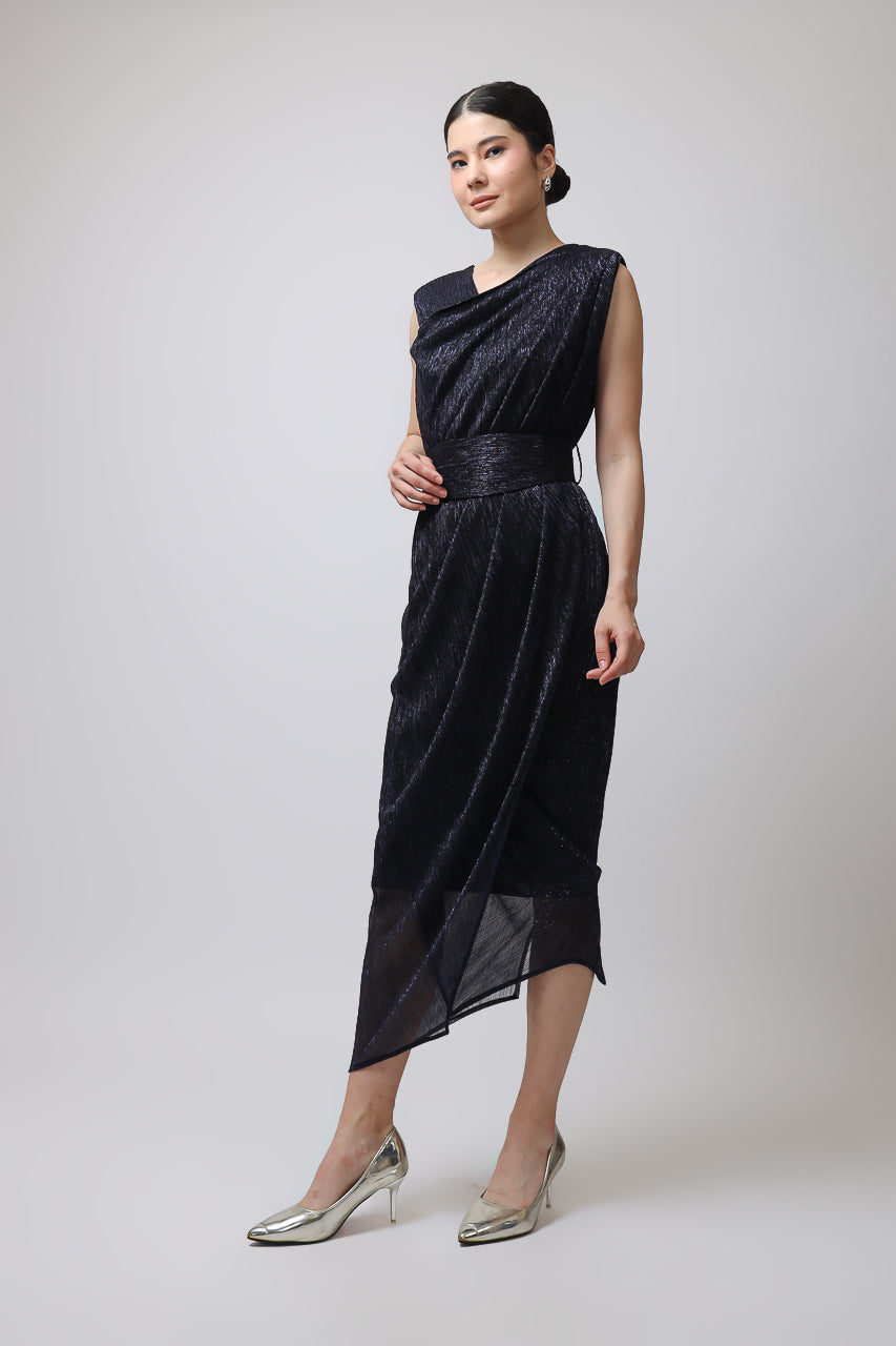Bloom et Champs Silverish Dress in Blue Black