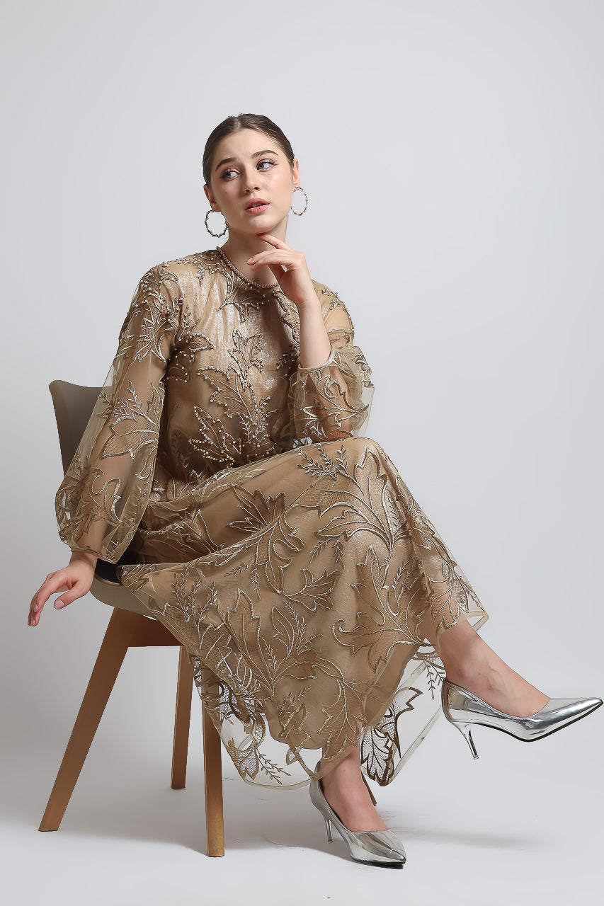 Bloom et Champs Fiona Leaves Dress with Beading