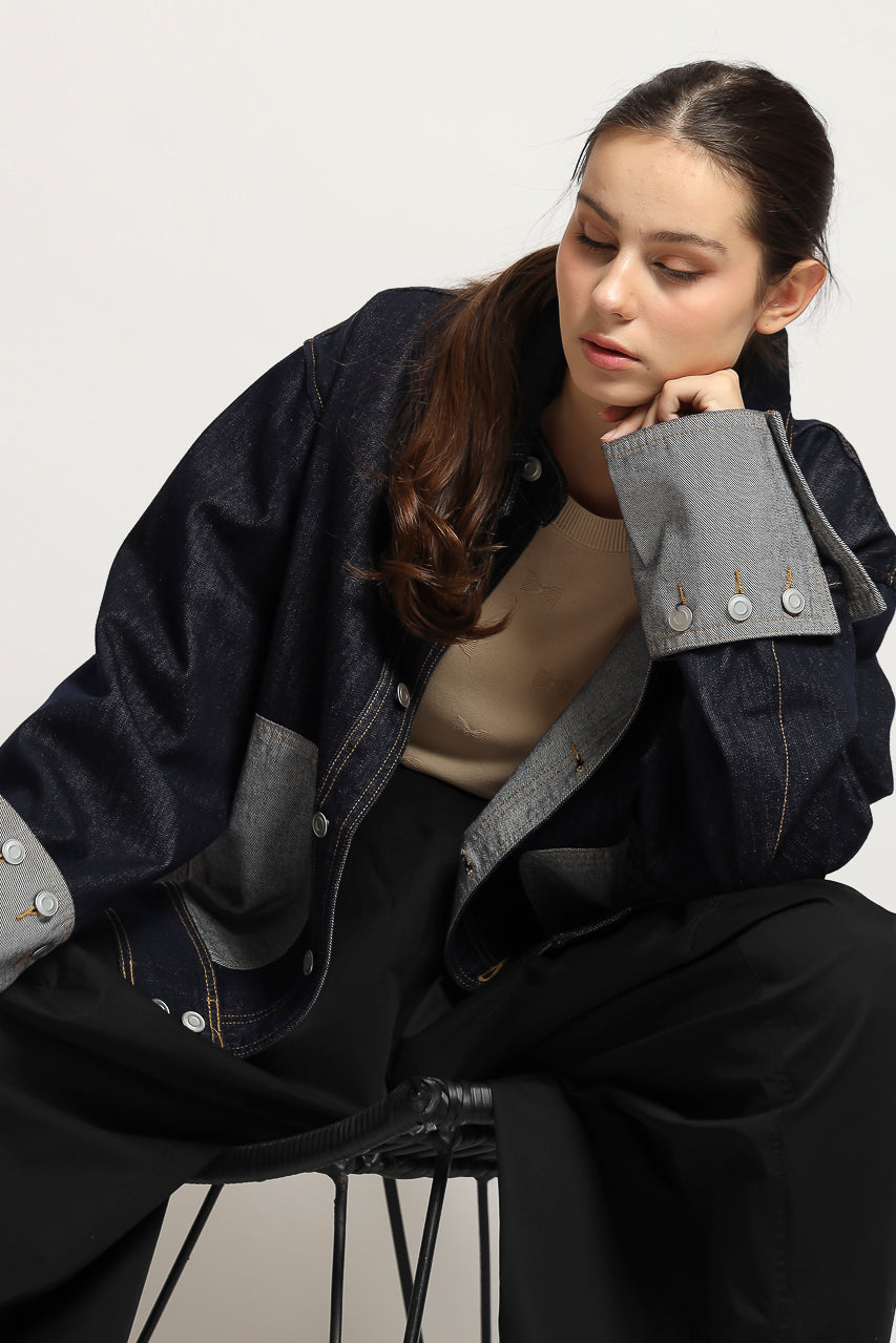 Bloom et Cotton Denim Jacket with removable Sleeve
