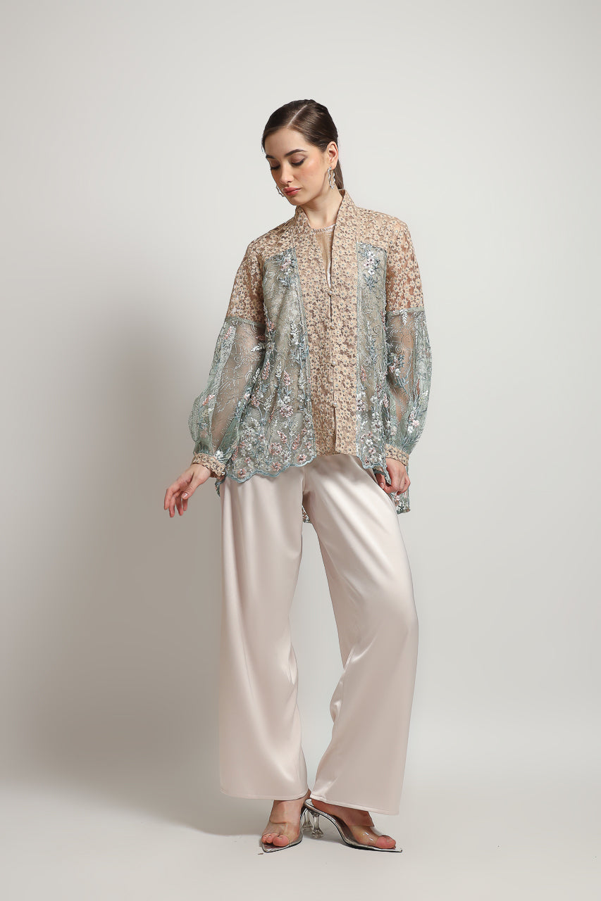 Bloom et Champs Kimono Kaftan KBY Olive with Elastic Saten Pants