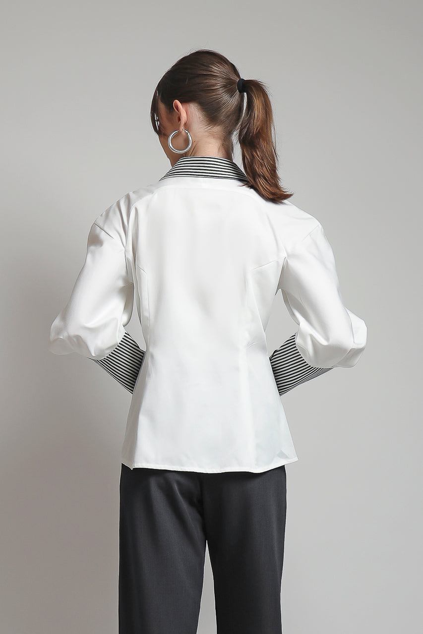 Bloom et Champs Rompi Violet Floral/ Kemeja Marcel Putih