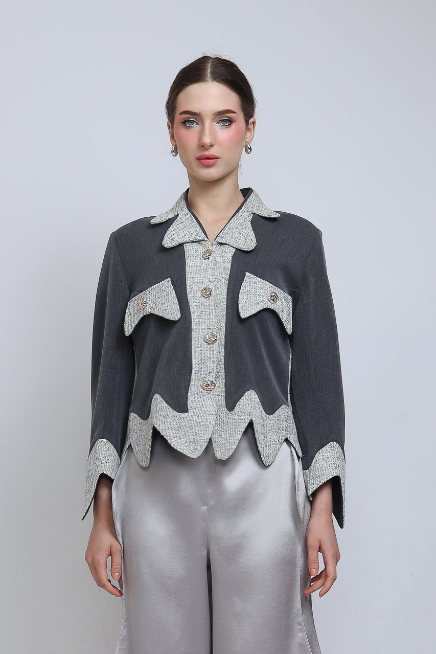 Bloom et Champs Blazer Mocci in Grey Tweed