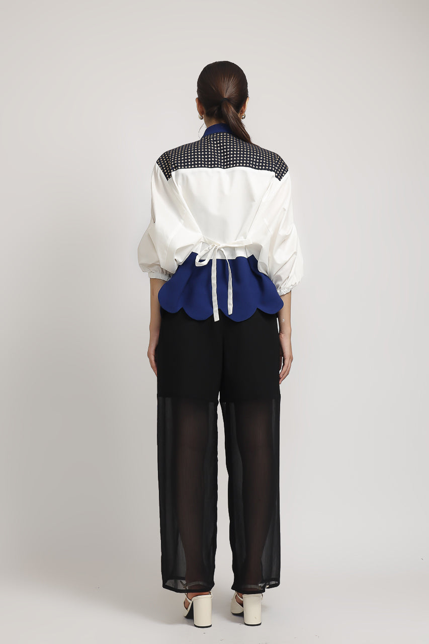 Bloom et Champs Kemeja Scalloped Blue Electric