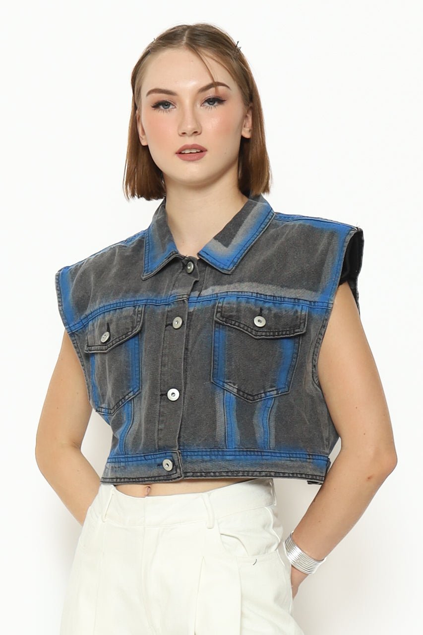 Bloom et Cotton Vest Denim Biru