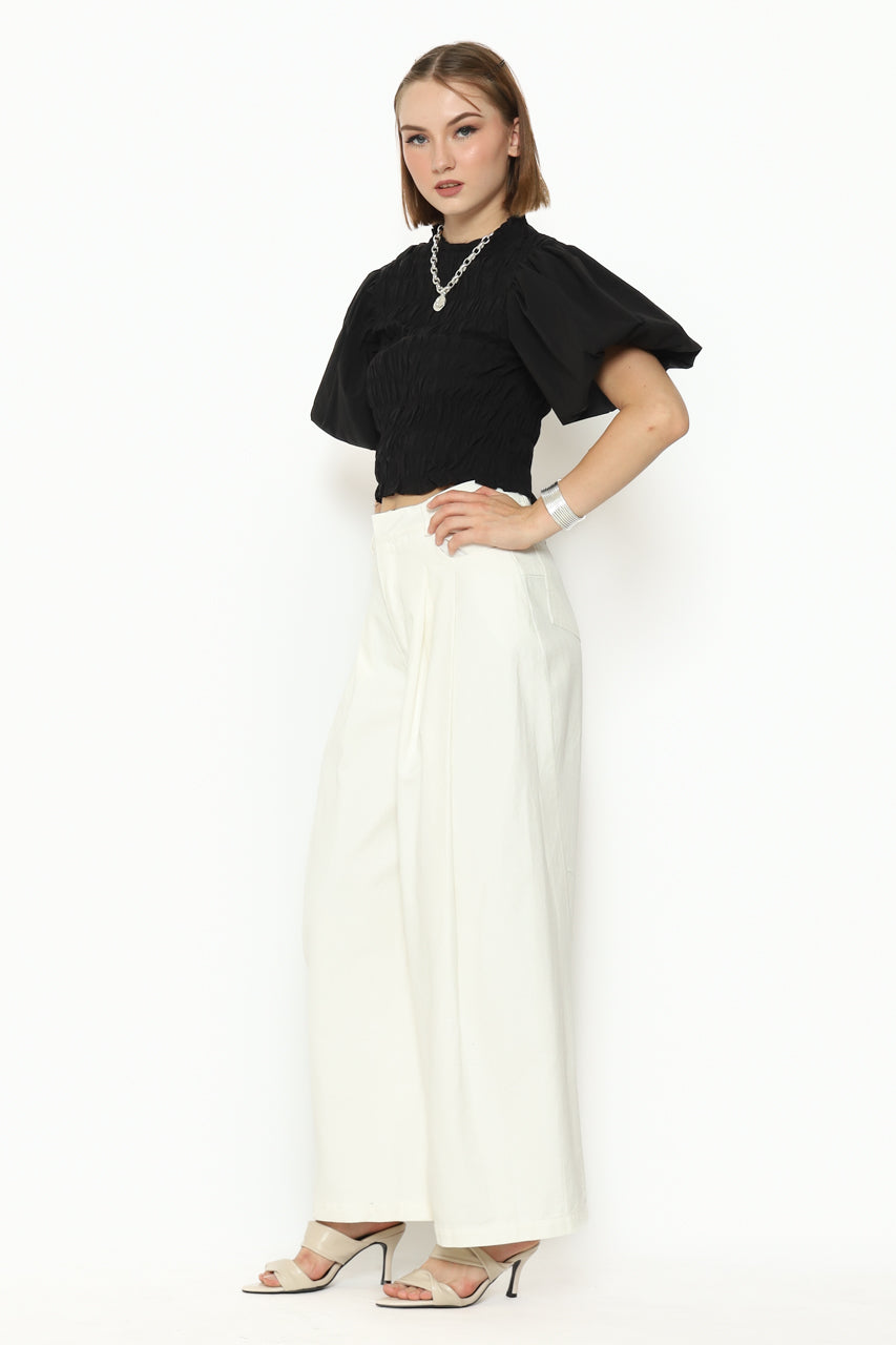 Bloom et Cotton Smock Top/ White Denim Pants
