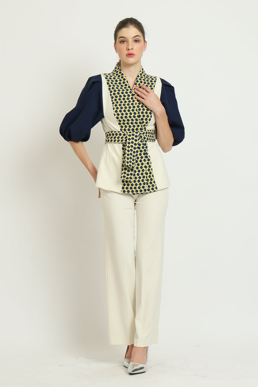 Bloom et Champs Blazer Tangan Balon Polka