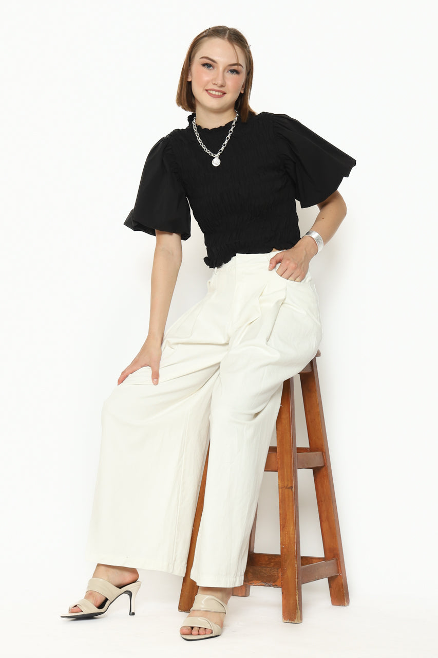 Bloom et Cotton Smock Top/ White Denim Pants