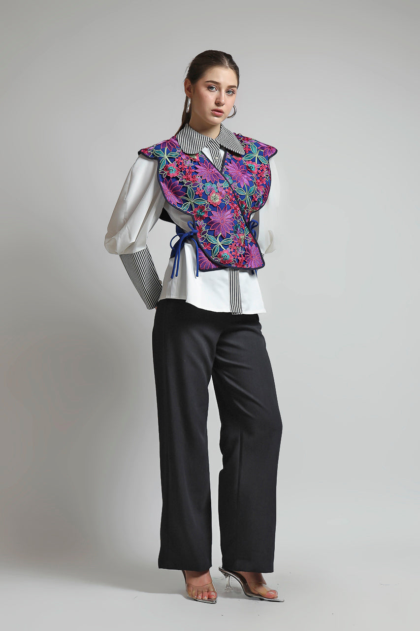 Bloom et Champs Violet Outer/Kemeja Marcel Putih