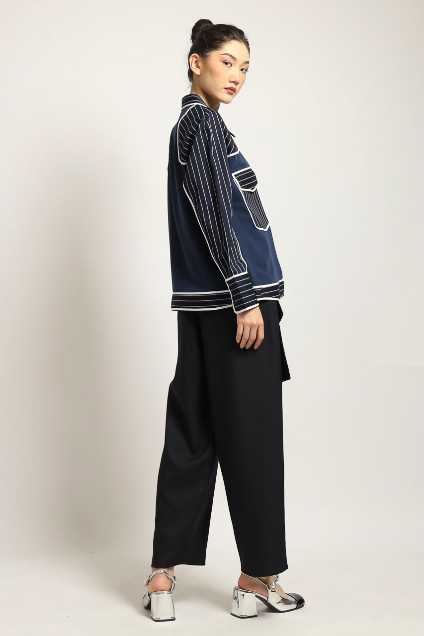 Bloom et Champs Kemeja Salur Navy