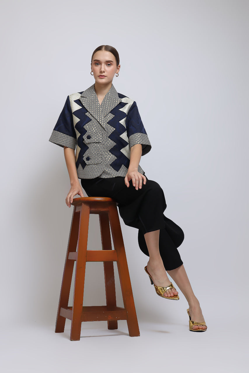 Bloom et Champs Blouse Jacquard Zigzag/Celana Terompet