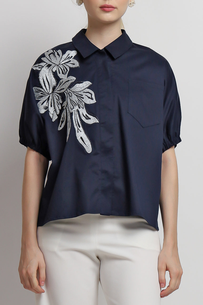 Bloom et Champs Kemeja Bunga Silver