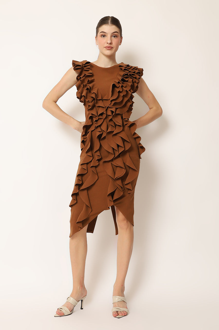 Bloom et Champs Dress Rample in Teracotta