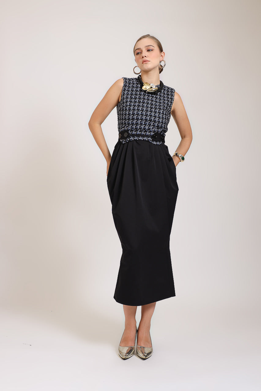 Bloom et Champs Tweed Navy Dress