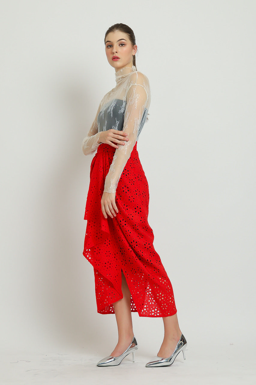 Bloom et Champs Rok Eyelet Linen Merah