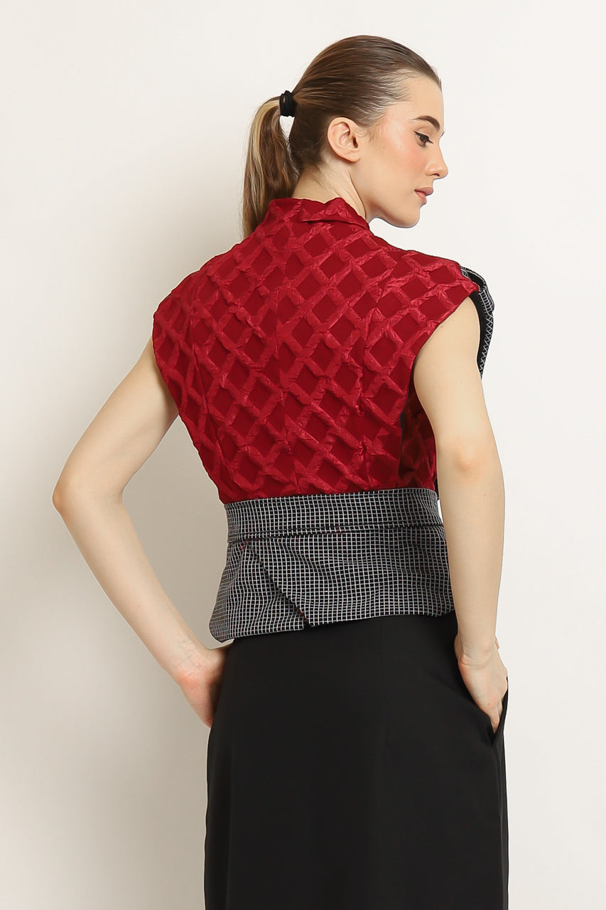 Bloom et Champs Set Top Embossed in Red