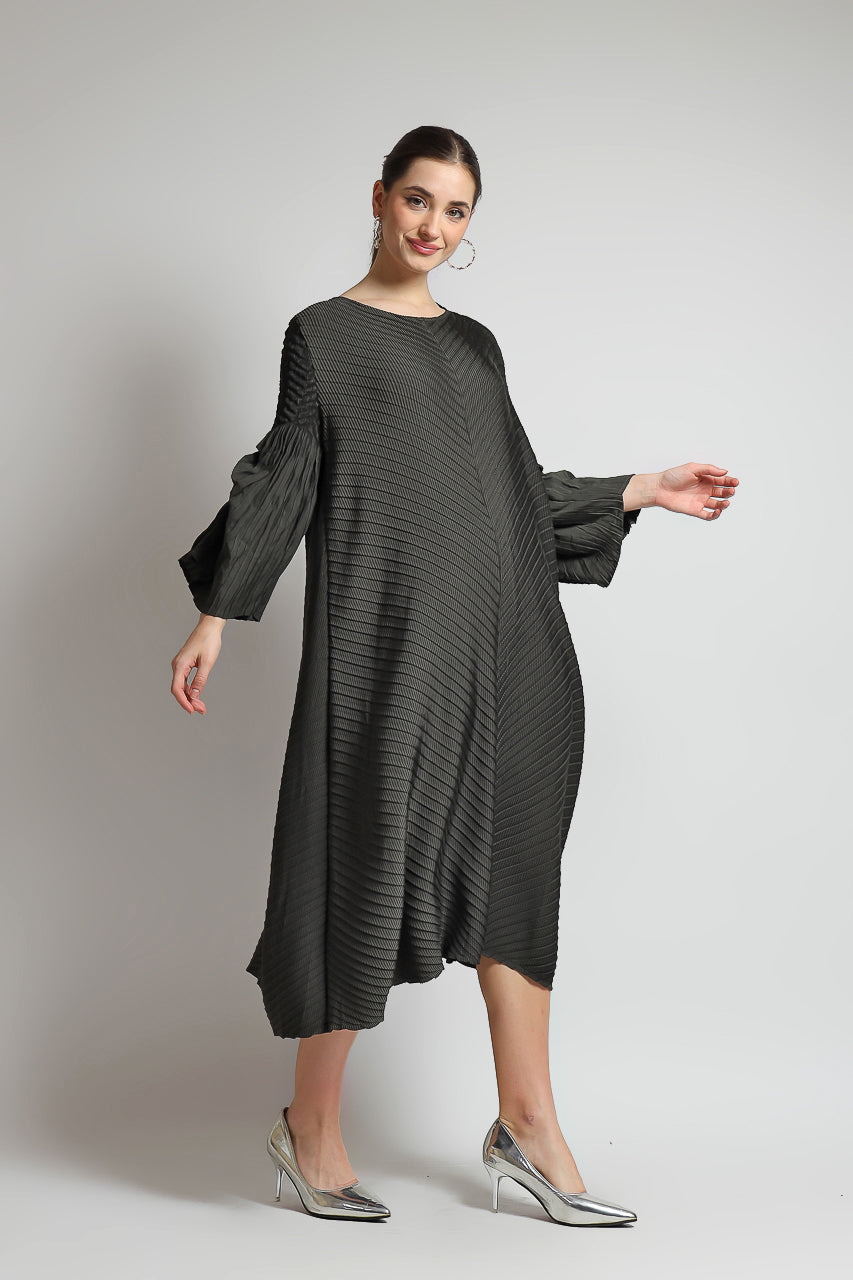 Bloom et Champs Dress Pleats Long Sleeves