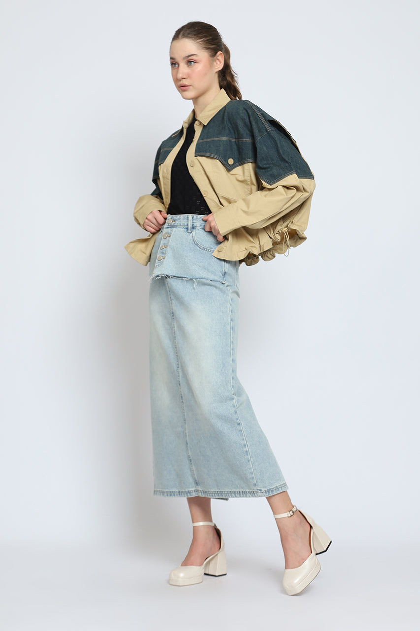 Bloom et Cotton Maxi Obi Denim Skirt