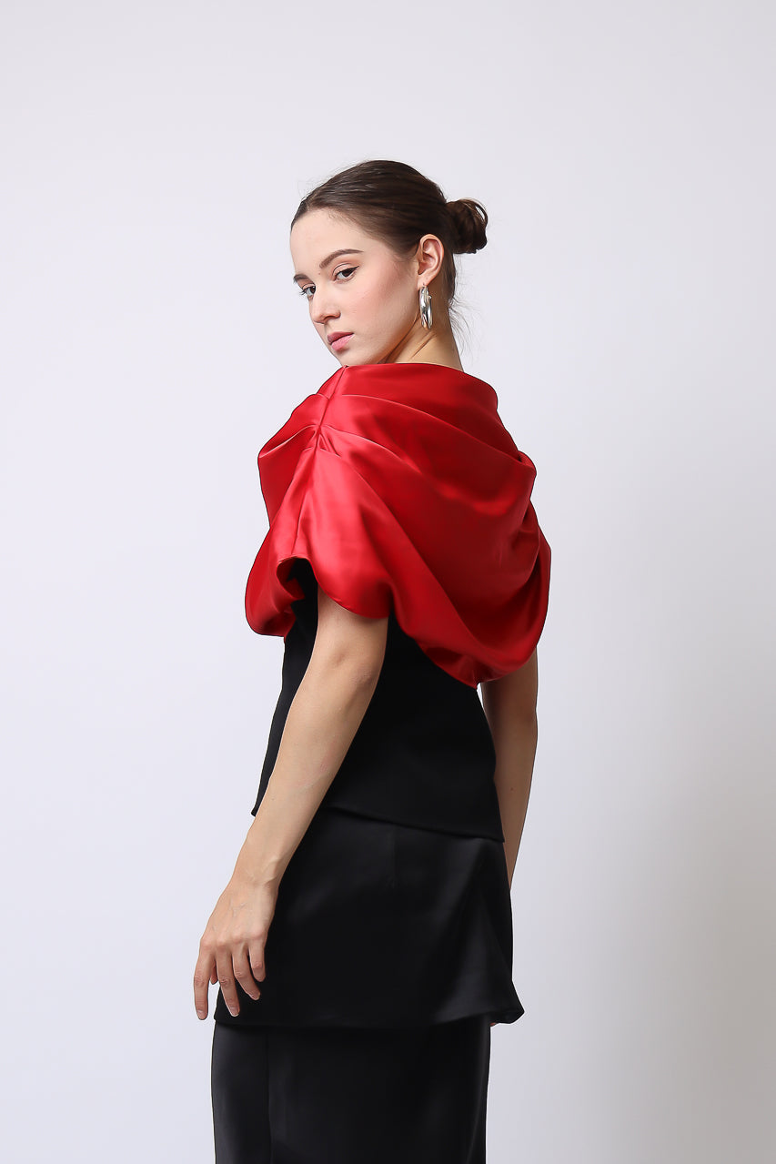 Bloom et Champs Top Kerah Ploi Merah/ Saten Obi Skirt