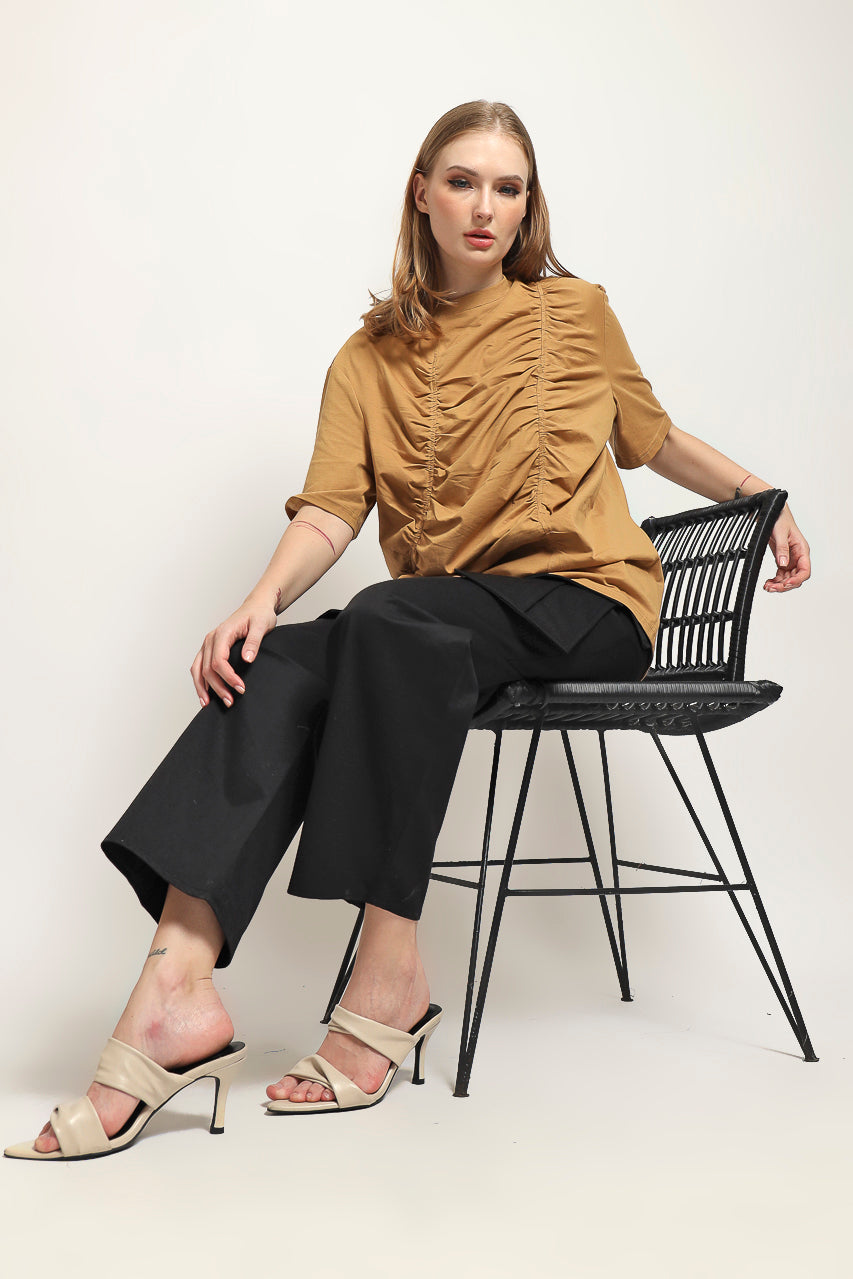 Bloom et Cotton Wrinkled Mocha Tee