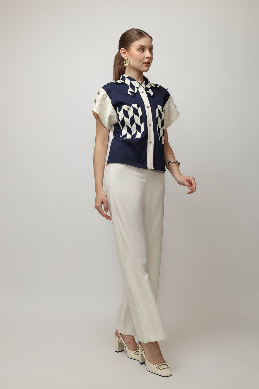 BLoom et Champs Kemeja Catur Navy