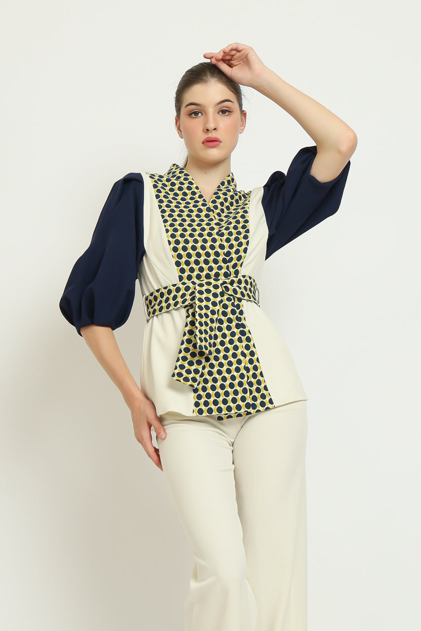 Bloom et Champs Blazer Tangan Balon Polka