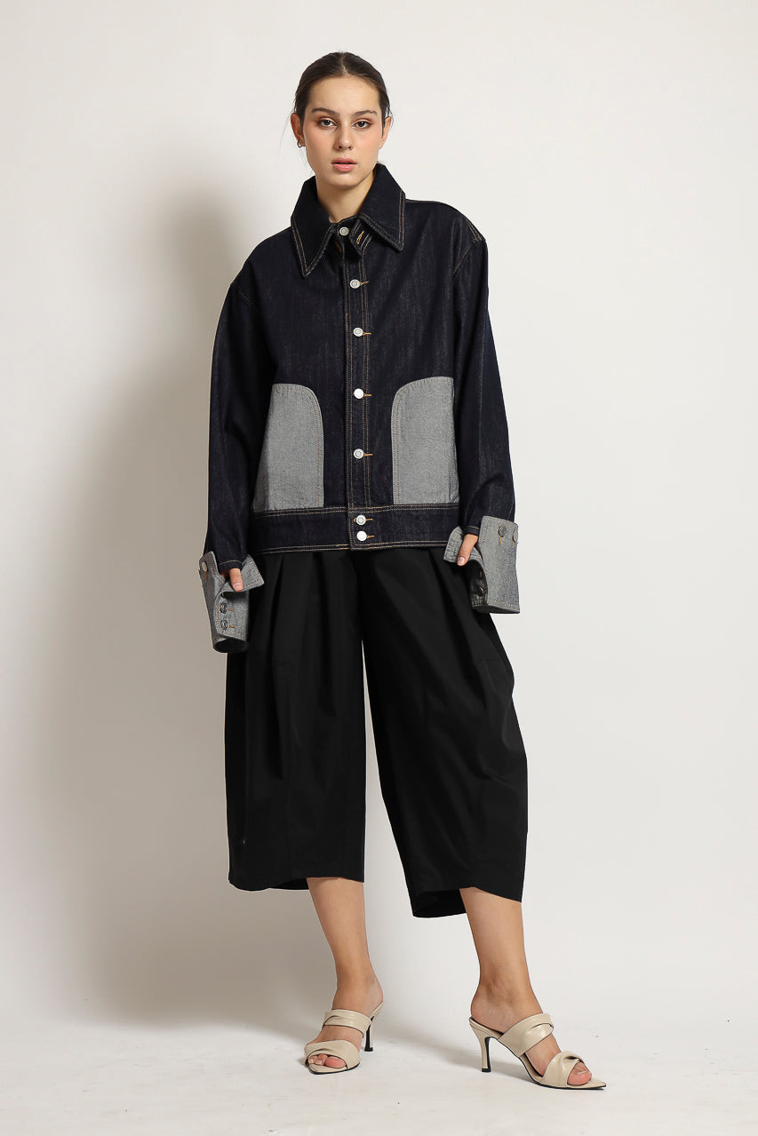 Bloom et Cotton Denim Jacket with removable Sleeve