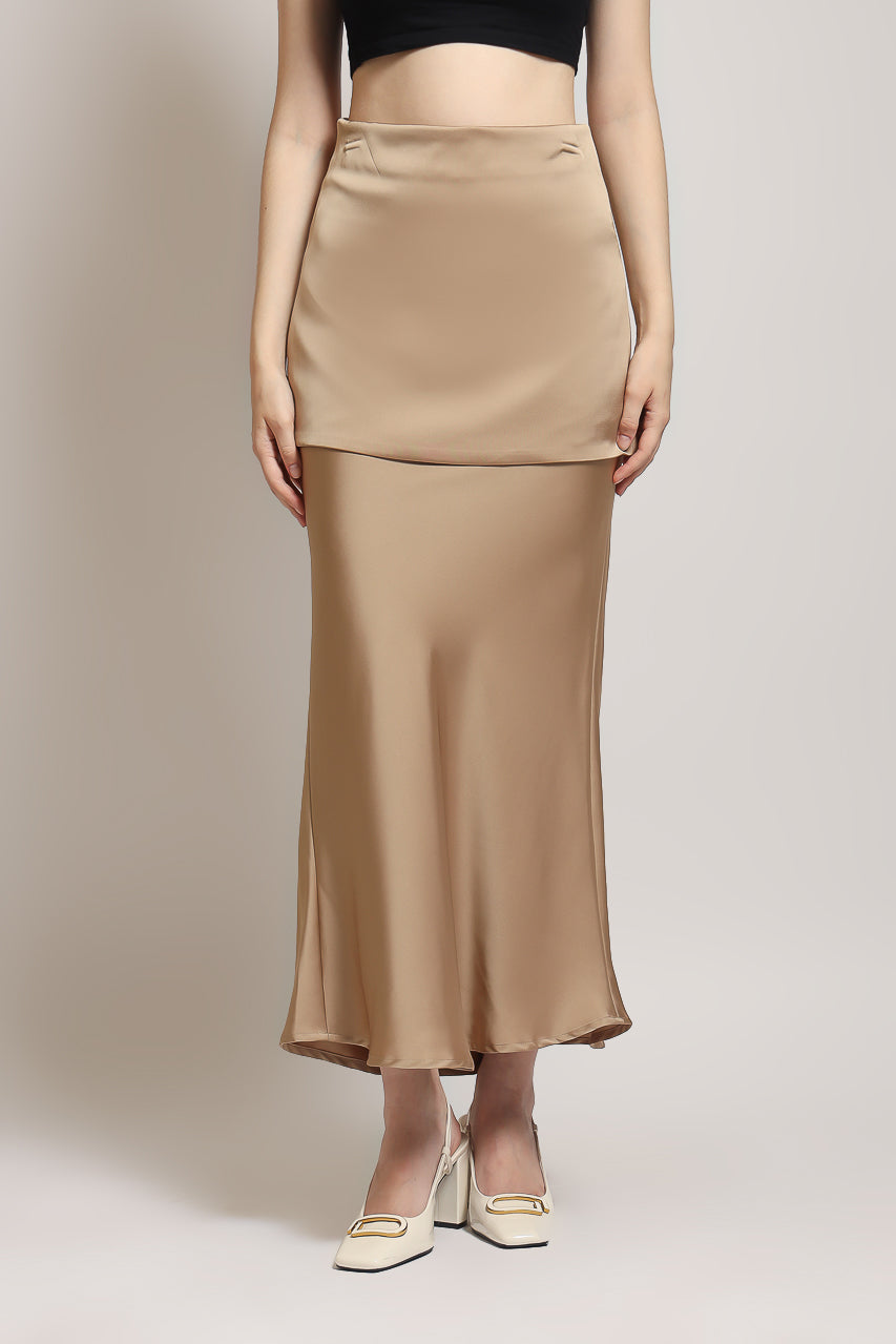 Bloom Top Kerah Ploi/Rok Saten Obi