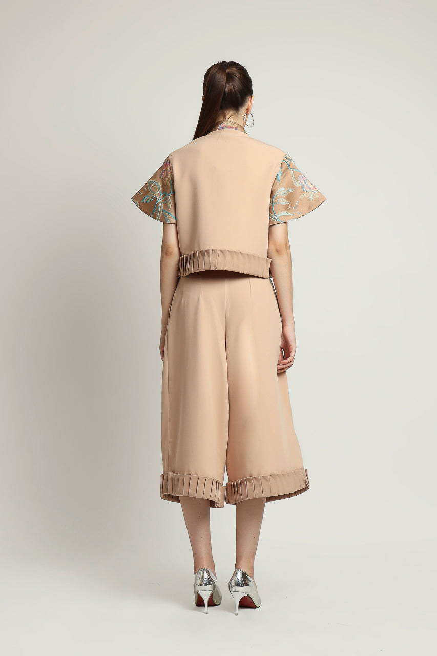 Bloom et Champs Set Jacquard Plicate Camel