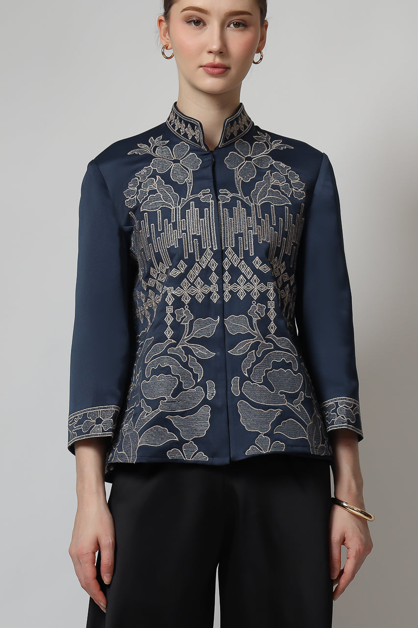 Bloom et Champs Blouse Bordir Navy