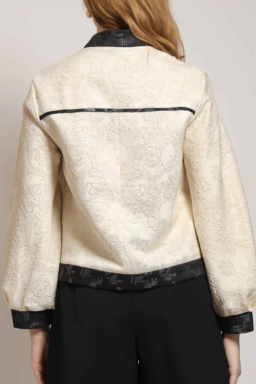 Bloom et Champs Blazer Bamboo Jacquard Creme/ Celana Alena Saten