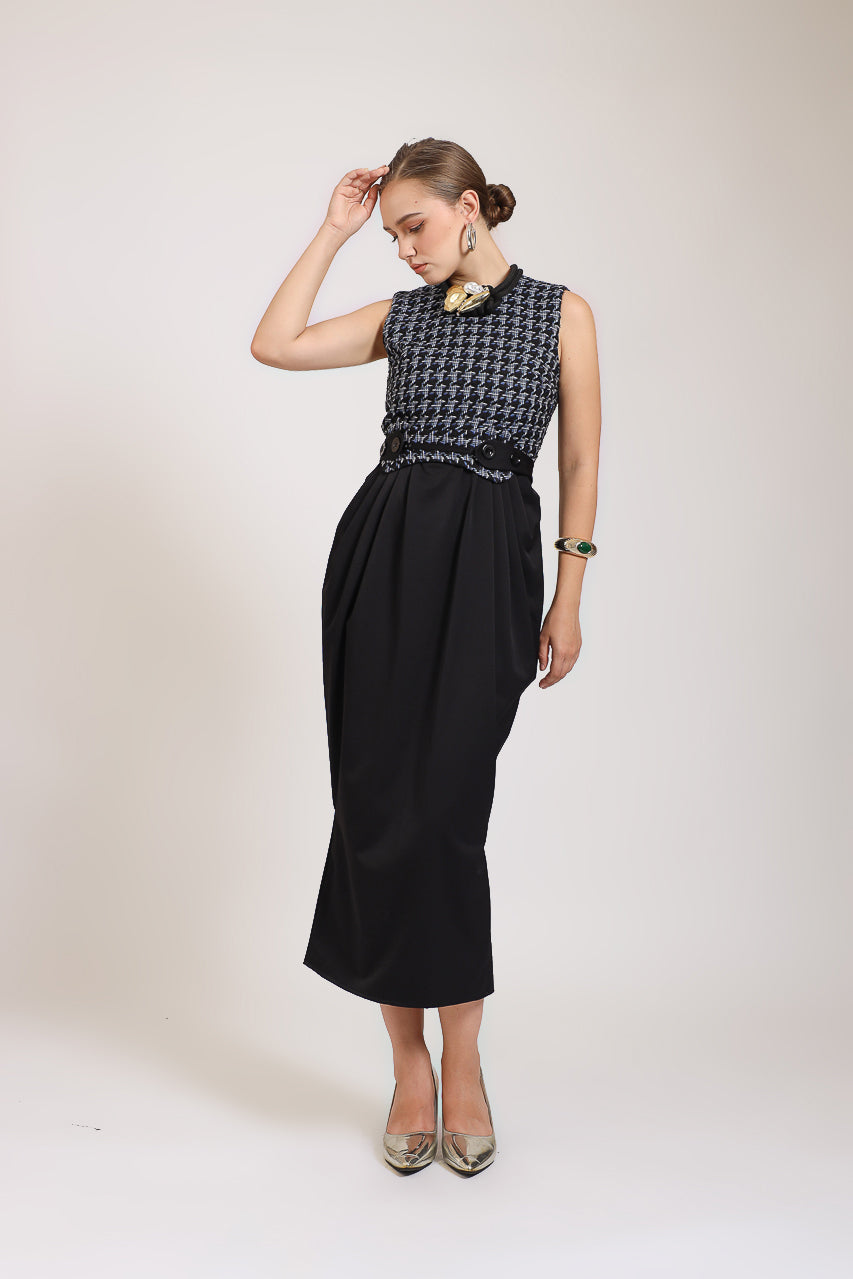 Bloom et Champs Tweed Navy Dress