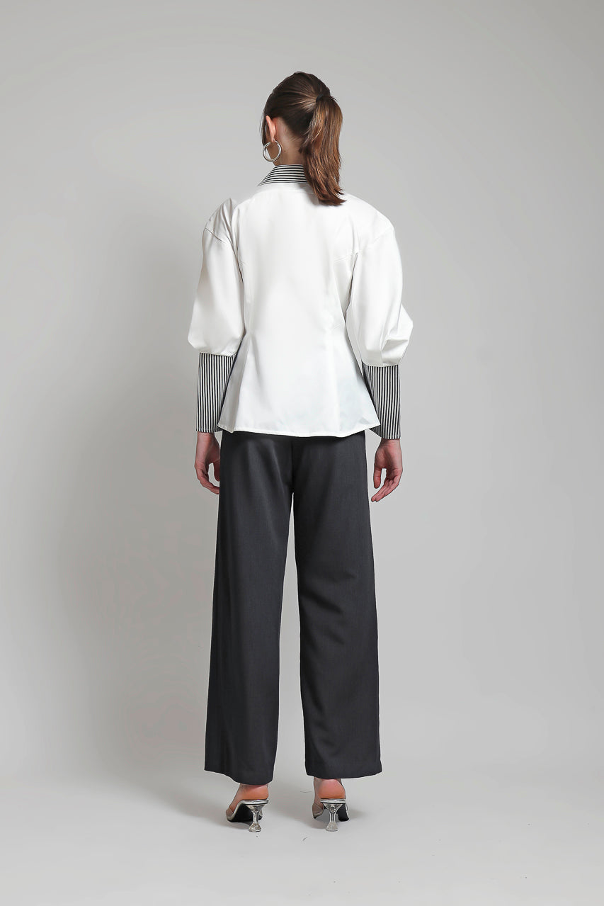 Bloom et Champs Rompi Violet Floral/ Kemeja Marcel Putih