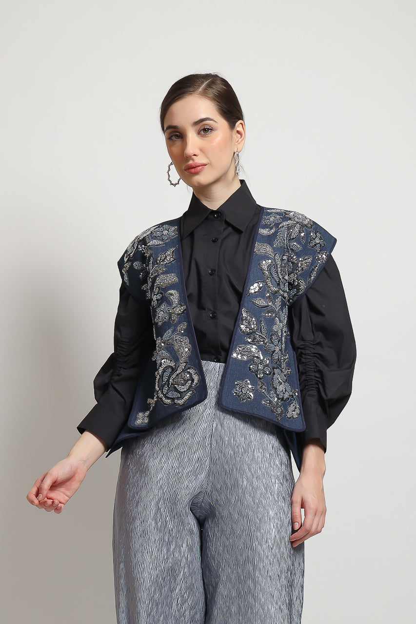 Bloom et Champs Outer Kaku Denim Payet/Elastic Grey Pleats Pants