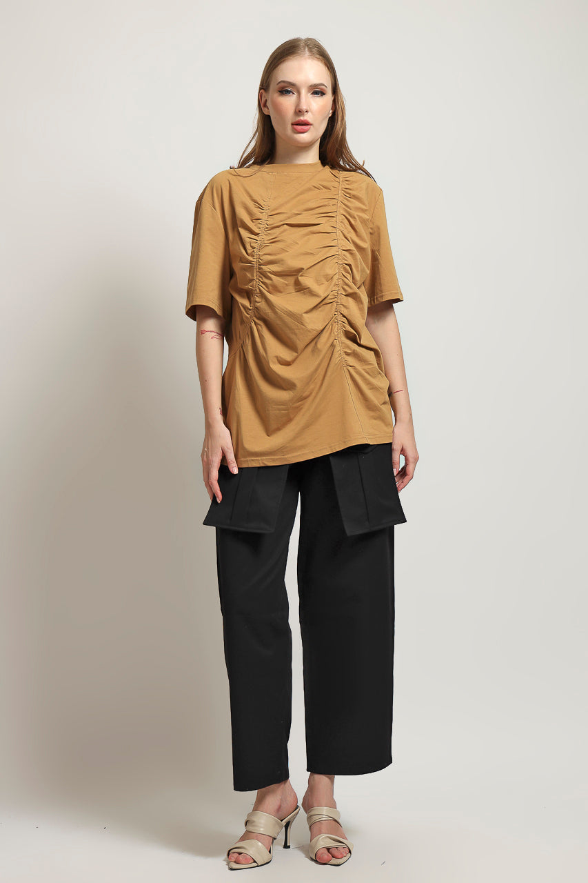 Bloom et Cotton Wrinkled Mocha Tee