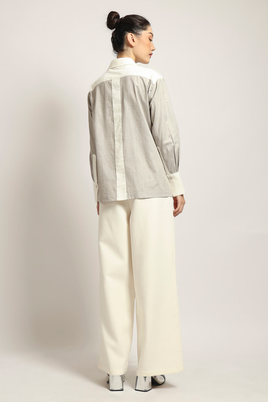 Bloom et Champs Grey Cotton Embellished Shirt