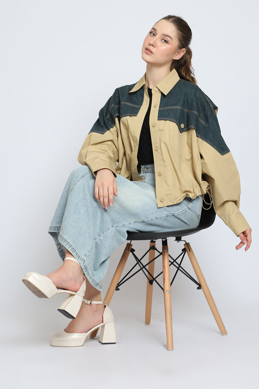 Bloom et Cotton Denim Block Top