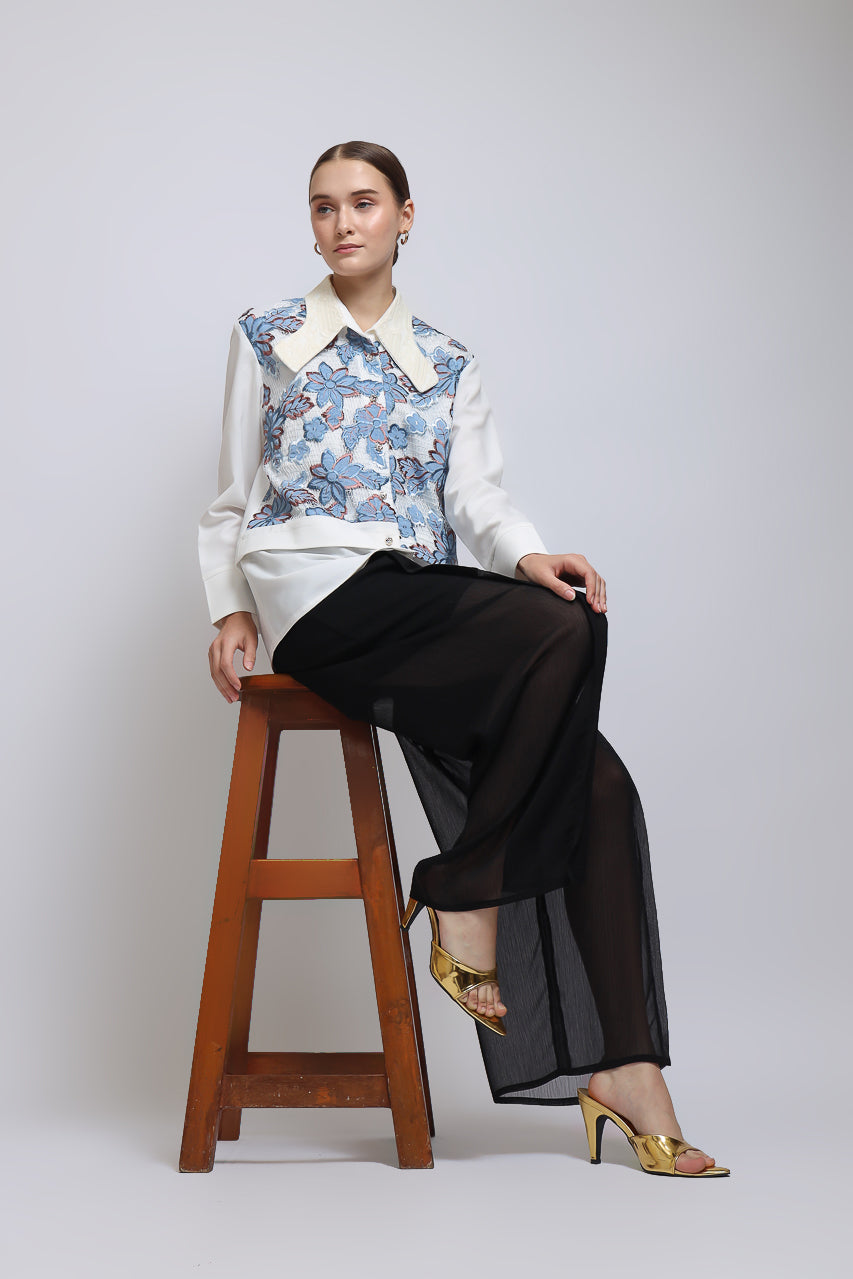 Bloom et Champs Kemeja Daun Biru/Celana Alena Chiffon