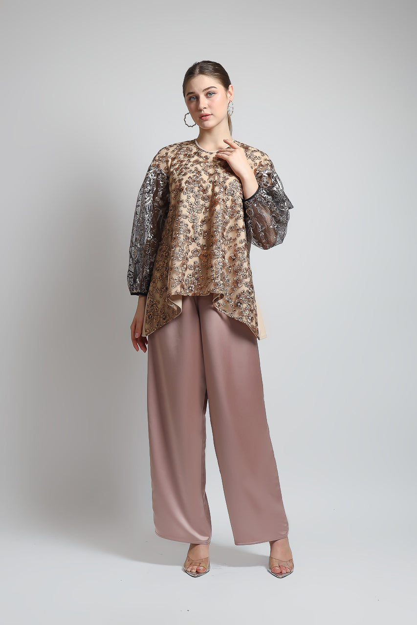Bloom et Champs Top Tail Tulle Crepe with Elastic Saten Pants
