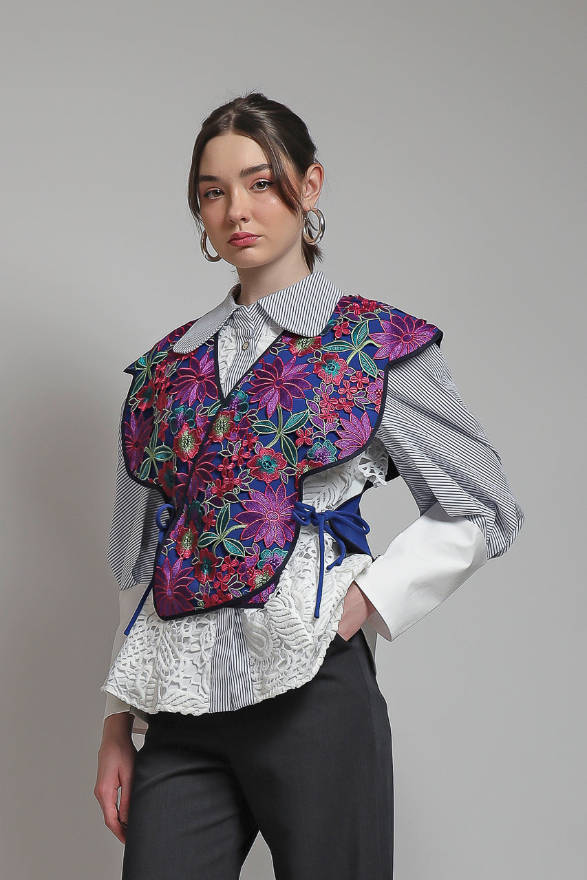 Bloom et Champs Rompi Violet Floral/ Kemeja Marcel Putih