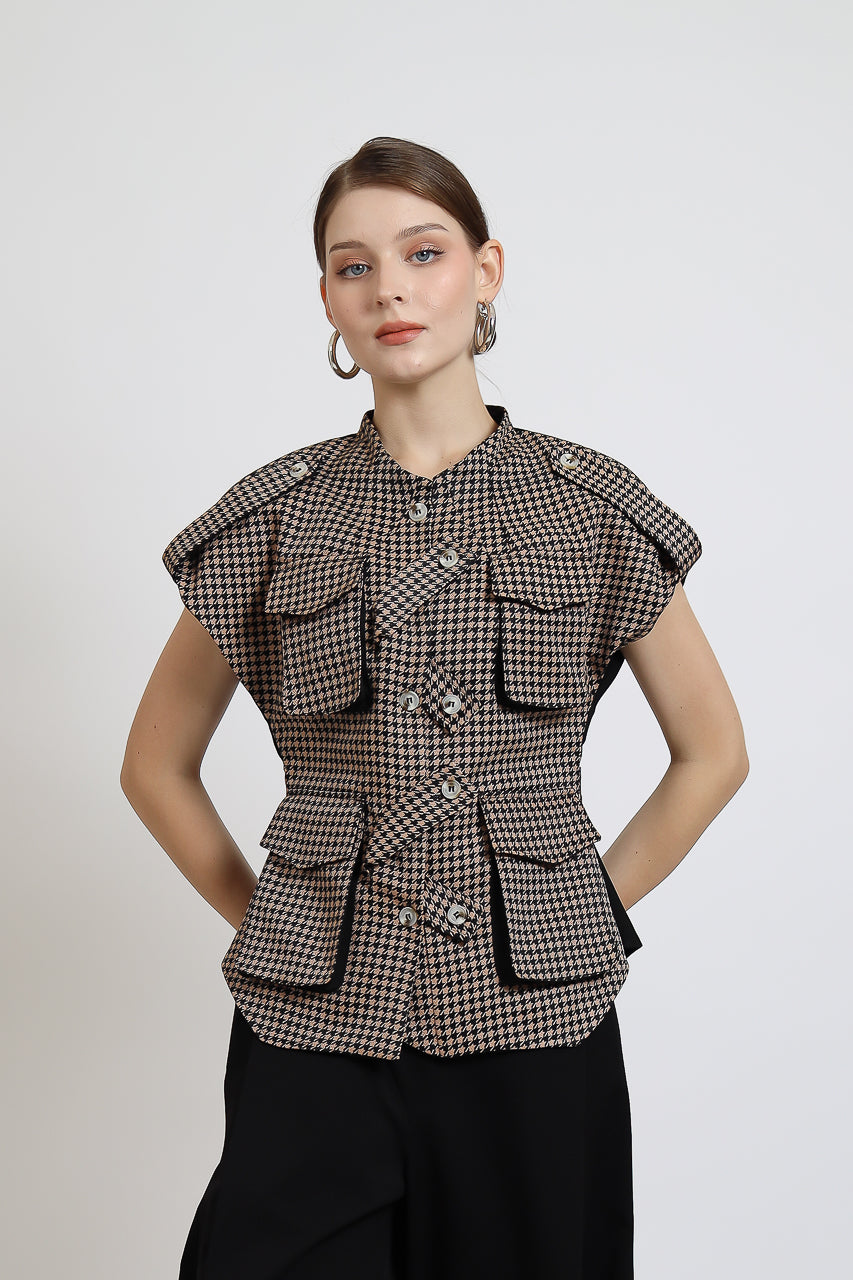 Bloom et Champs Safari Checkered Choco Blouse