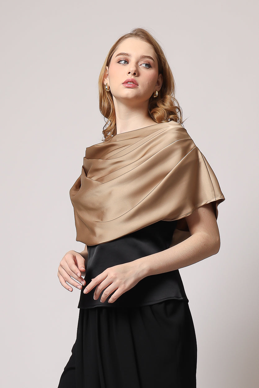 Bloom et Champs Top Kerah Ploi Coklat/ Celana Chiffon