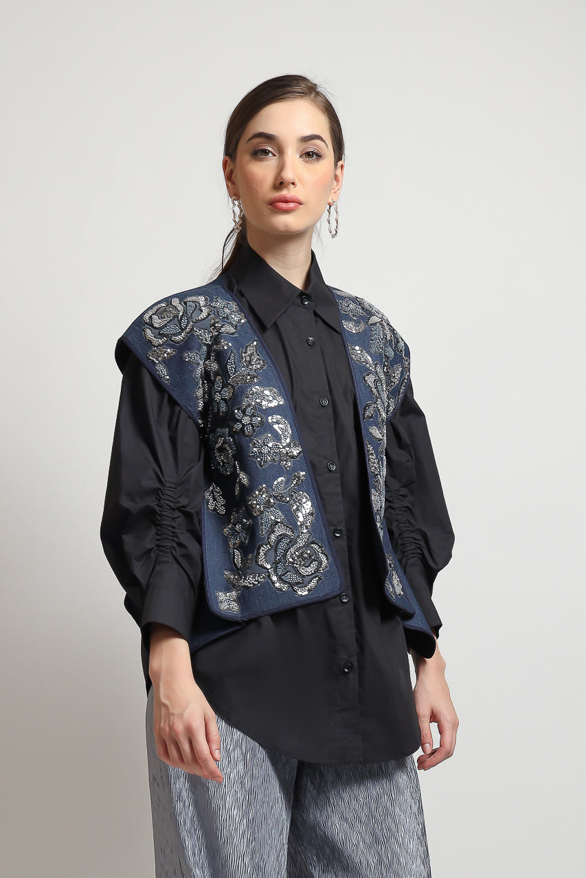 Bloom et Champs Outer Kaku Denim Payet/Elastic Grey Pleats Pants