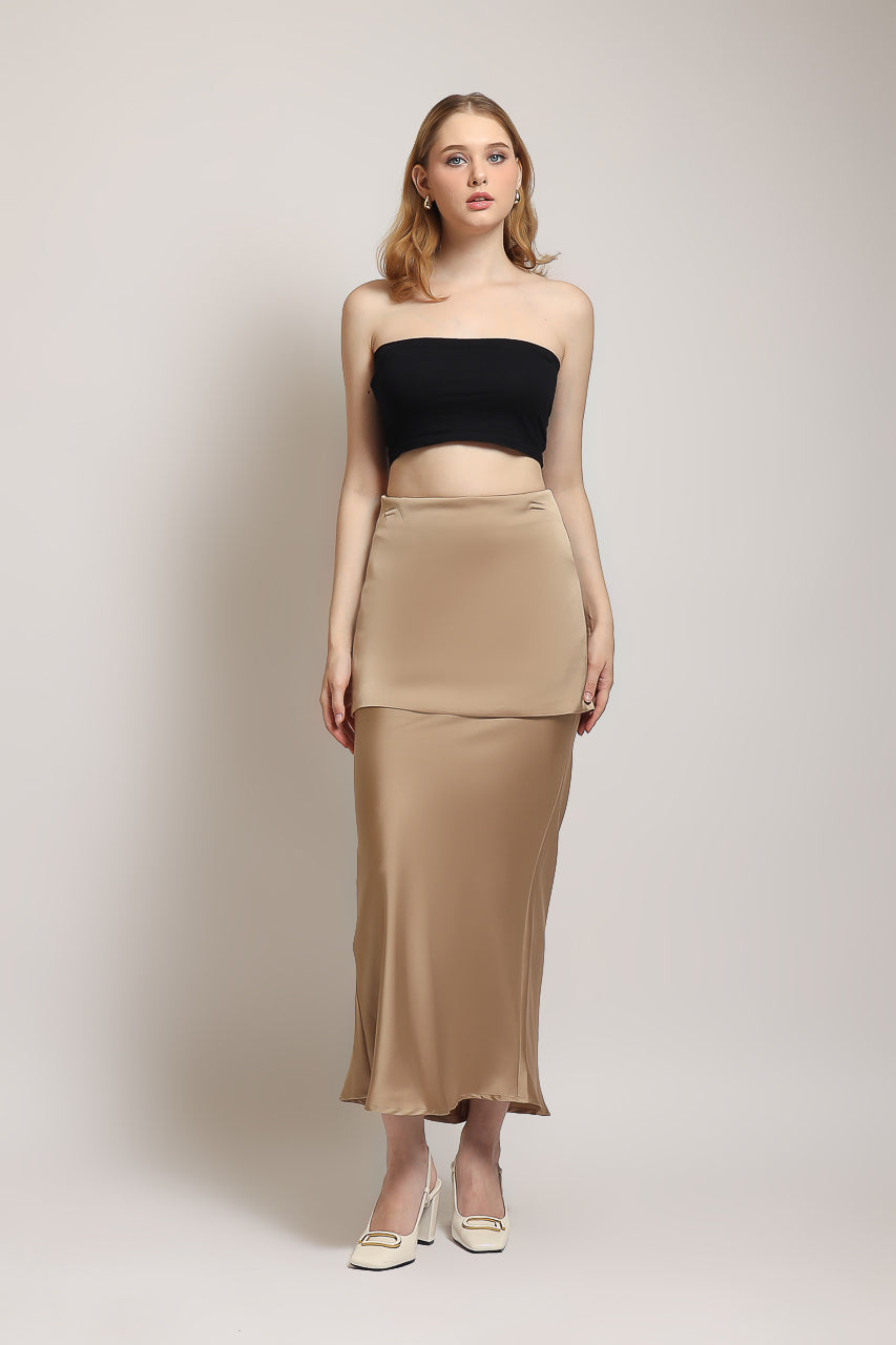 Bloom Top Kerah Ploi/Rok Saten Obi