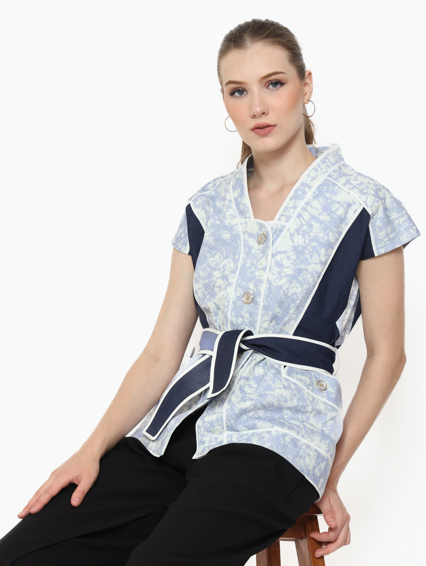 Bloom et Champs Kemeja Denim Abstrak