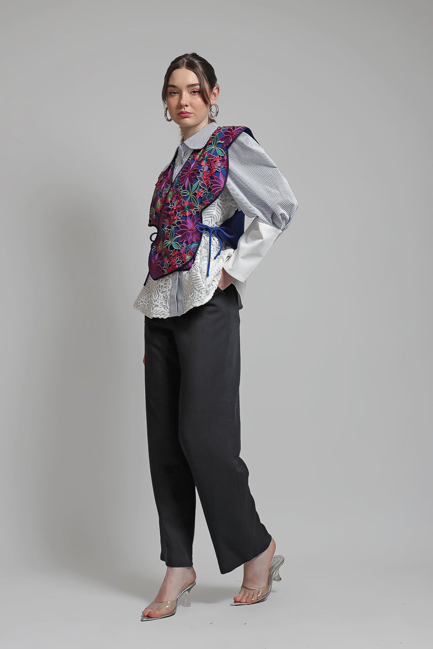 Bloom et Champs Rompi Violet Floral/ Kemeja Marcel Putih